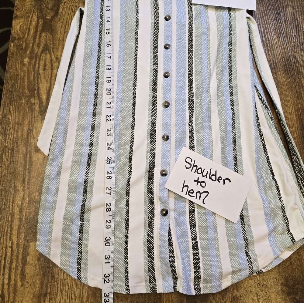 No boundaries Striped Sleeveless Button-Down Dress women's size XS - Picture 7 of 8